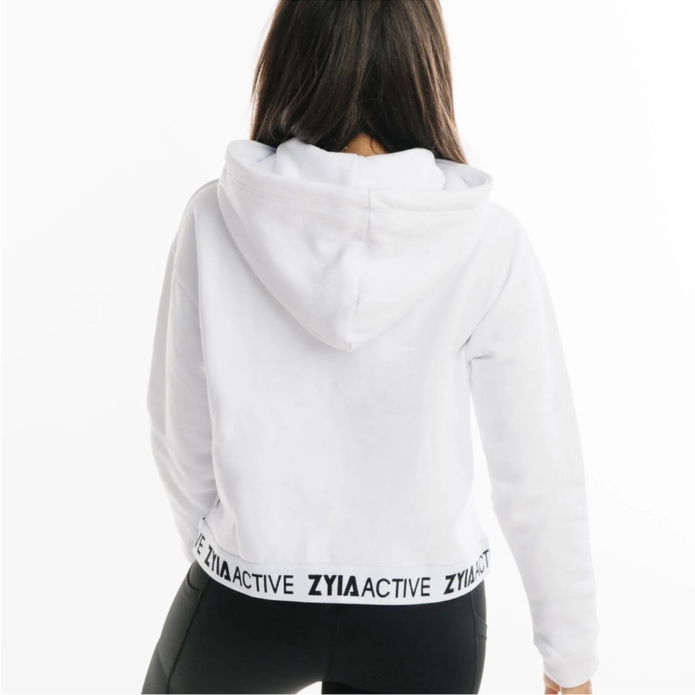 ZYIA White Cotton-Blend Hoodie